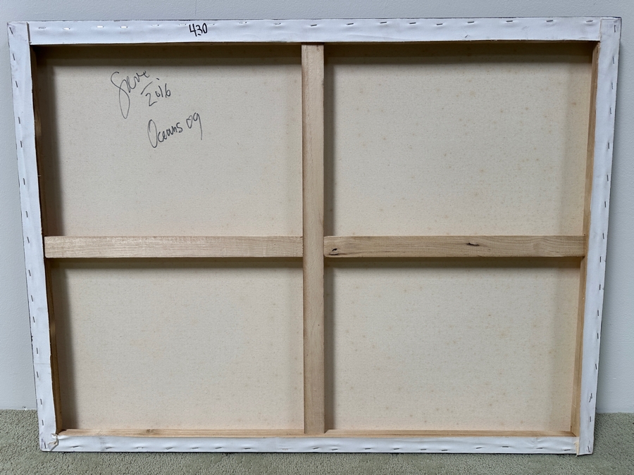 Gerrit Greve (1948-2024, Cardiff by the Sea, CA) Original Acrylic Painting On Canvas Titled “Oceans 09” Signed Verso Dated 2016 40” X 30” Estimate $1,200 - $1,500 [Photo 6]