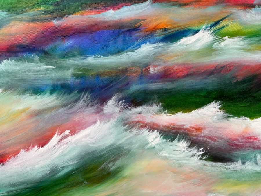 Gerrit Greve (1948-2024, Cardiff by the Sea, CA) Original Acrylic Painting On Canvas Titled “Oceans 09” Signed Verso Dated 2016 40” X 30” Estimate $1,200 - $1,500 [Photo 3]