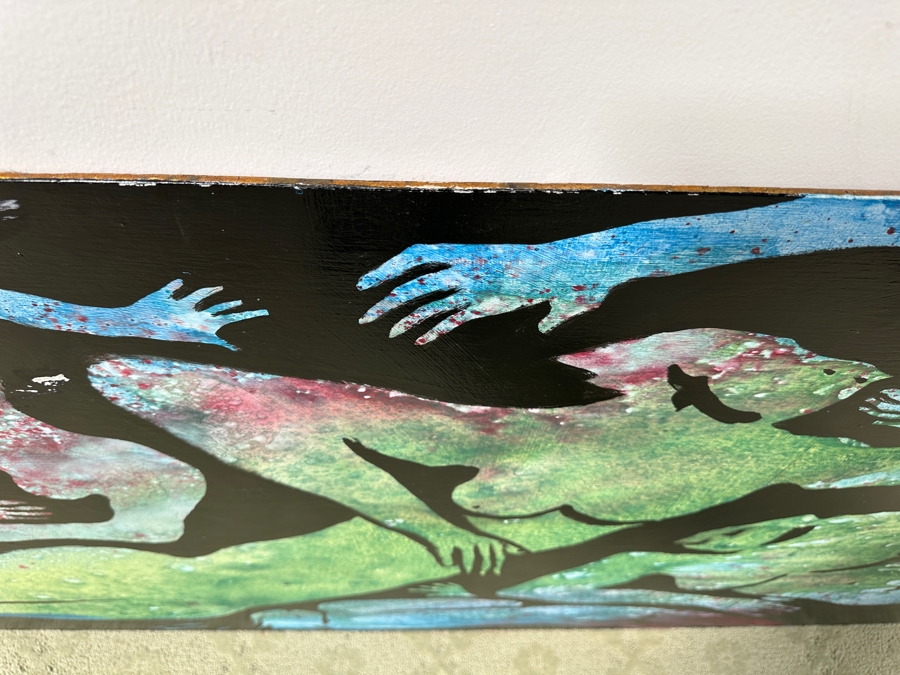 Gerrit Greve (1948-2024, Cardiff by the Sea, CA) Original Acrylic Painting On Board Titled “The Mermaids” Unsigned 60” X 36” Estimate $2,200 - $2,700 [Photo 7]