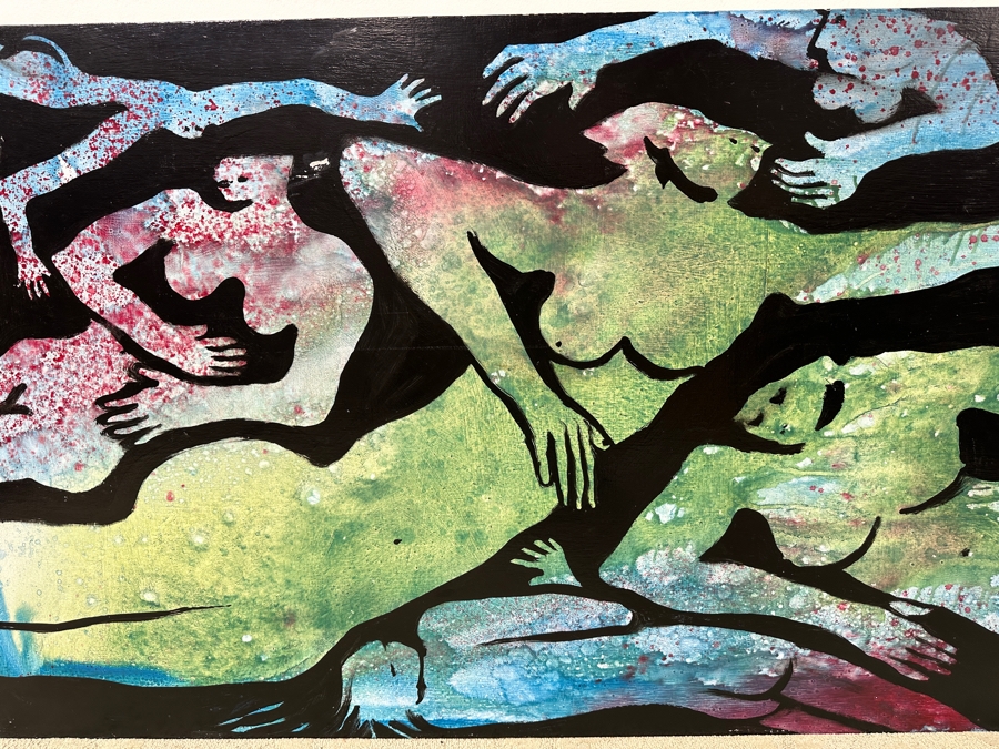 Gerrit Greve (1948-2024, Cardiff by the Sea, CA) Original Acrylic Painting On Board Titled “The Mermaids” Unsigned 60” X 36” Estimate $2,200 - $2,700 [Photo 2]