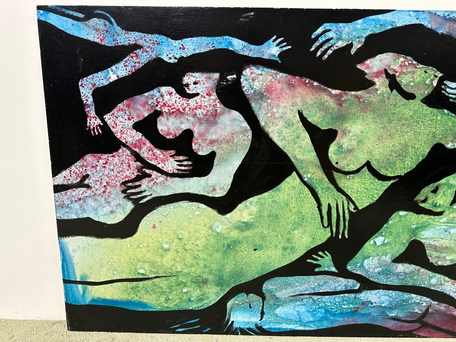 Gerrit Greve (1948-2024, Cardiff by the Sea, CA) Original Acrylic Painting On Board Titled “The Mermaids” Unsigned 60” X 36” Estimate $2,200 - $2,700 [Photo 3]