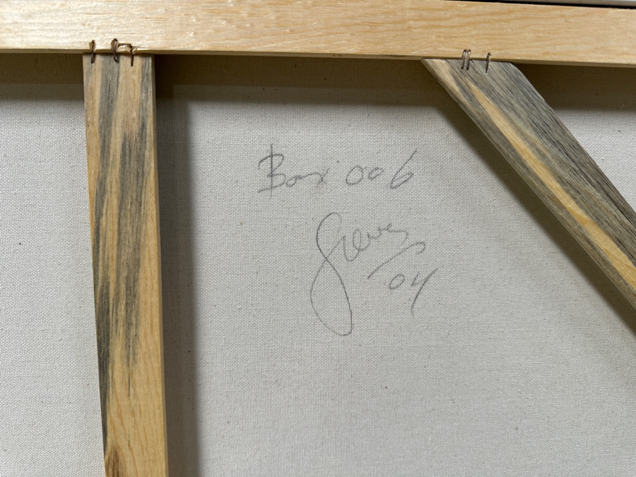 Gerrit Greve (1948-2024, Cardiff by the Sea, CA) Original Acrylic Painting On Canvas Titled “Box 006” Signed Verso Dated 2004 40” X 30” Estimate $1,200 - $1,500 [Photo 6]