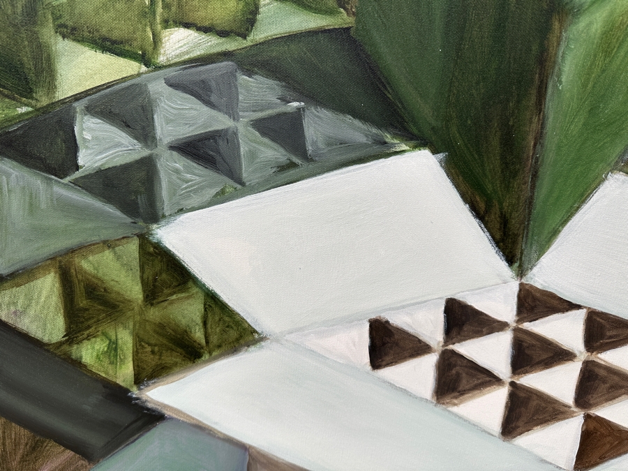 Gerrit Greve (1948-2024, Cardiff by the Sea, CA) Original Acrylic Painting On Canvas Titled “Box 006” Signed Verso Dated 2004 40” X 30” Estimate $1,200 - $1,500 [Photo 3]