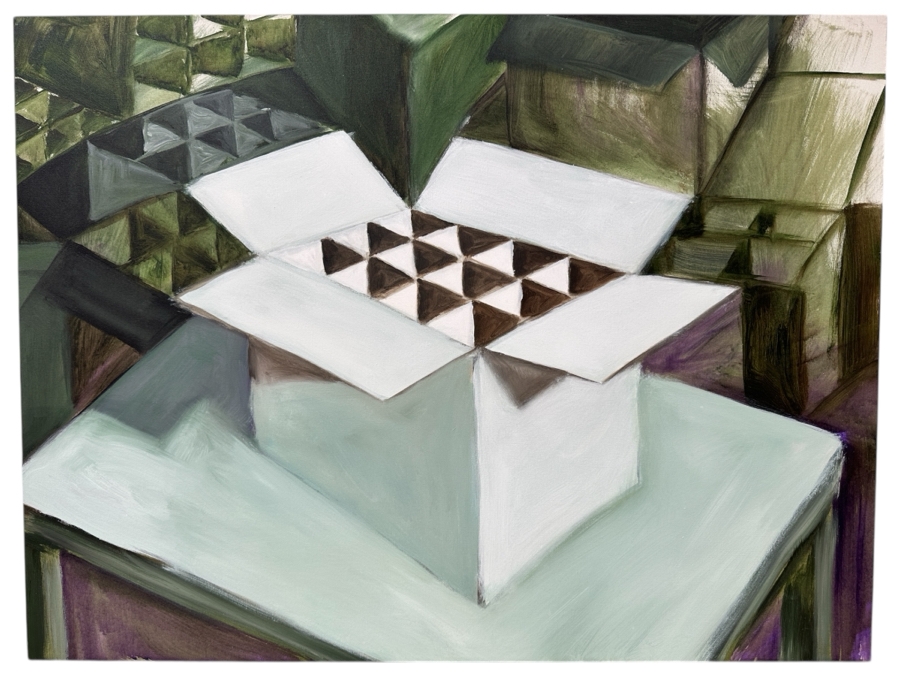 Gerrit Greve (1948-2024, Cardiff by the Sea, CA) Original Acrylic Painting On Canvas Titled “Box 006” Signed Verso Dated 2004 40” X 30” Estimate $1,200 - $1,500