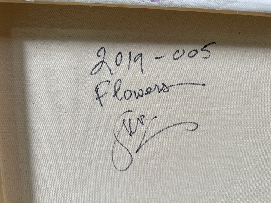 Gerrit Greve (1948-2024, Cardiff by the Sea, CA) Original Acrylic Painting On Canvas Titled “Flowers” Signed Verso Dated 2019 40” X 30” Estimate $1,200 - $1,500 [Photo 7]