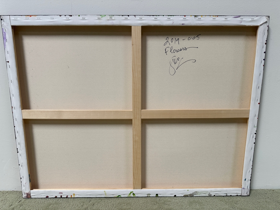Gerrit Greve (1948-2024, Cardiff by the Sea, CA) Original Acrylic Painting On Canvas Titled “Flowers” Signed Verso Dated 2019 40” X 30” Estimate $1,200 - $1,500 [Photo 5]