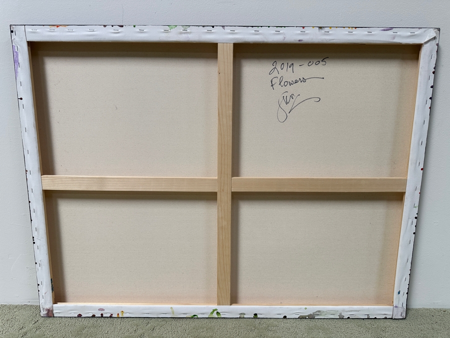 Gerrit Greve (1948-2024, Cardiff by the Sea, CA) Original Acrylic Painting On Canvas Titled “Flowers” Signed Verso Dated 2019 40” X 30” Estimate $1,200 - $1,500 [Photo 6]