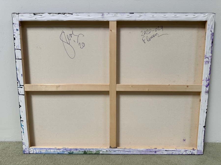 Gerrit Greve (1948-2024, Cardiff by the Sea, CA) Original Acrylic Painting On Canvas Titled “Flowers” Signed Verso Dated 2020 40” X 30” Estimate $1,200 - $1,500 [Photo 5]