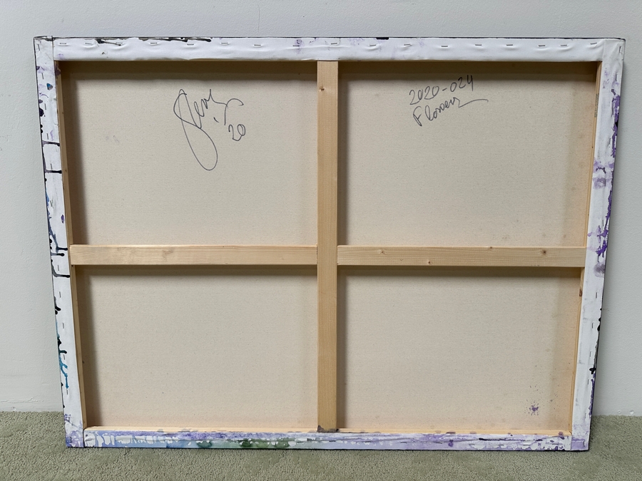 Gerrit Greve (1948-2024, Cardiff by the Sea, CA) Original Acrylic Painting On Canvas Titled “Flowers” Signed Verso Dated 2020 40” X 30” Estimate $1,200 - $1,500 [Photo 6]