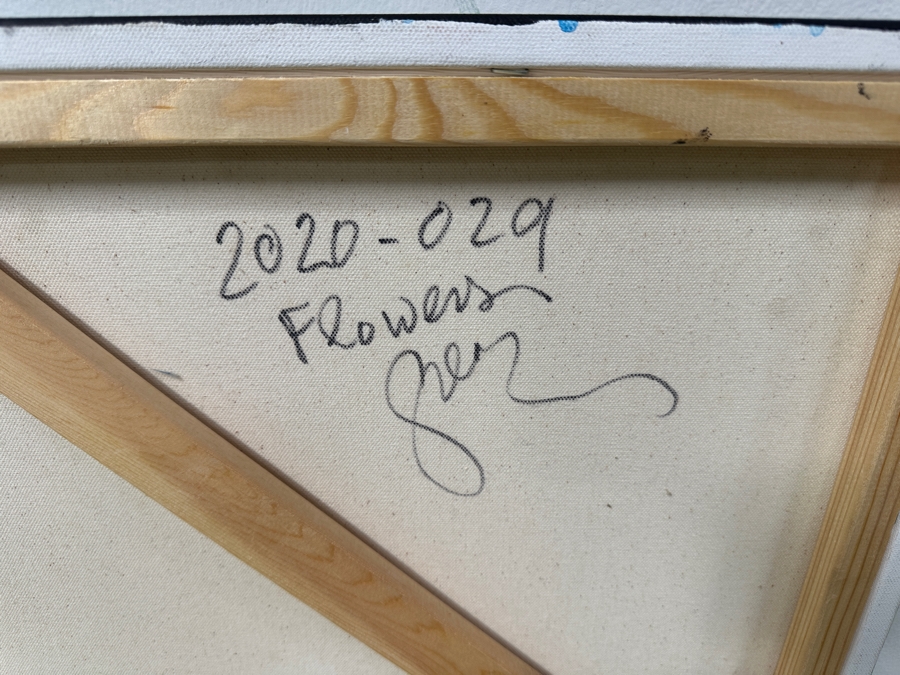 Gerrit Greve (1948-2024, Cardiff by the Sea, CA) Original Acrylic Painting On Canvas Titled “Flowers” Signed Verso Dated 2020 36” X 36” Estimate $1,300 - $1,600 [Photo 6]