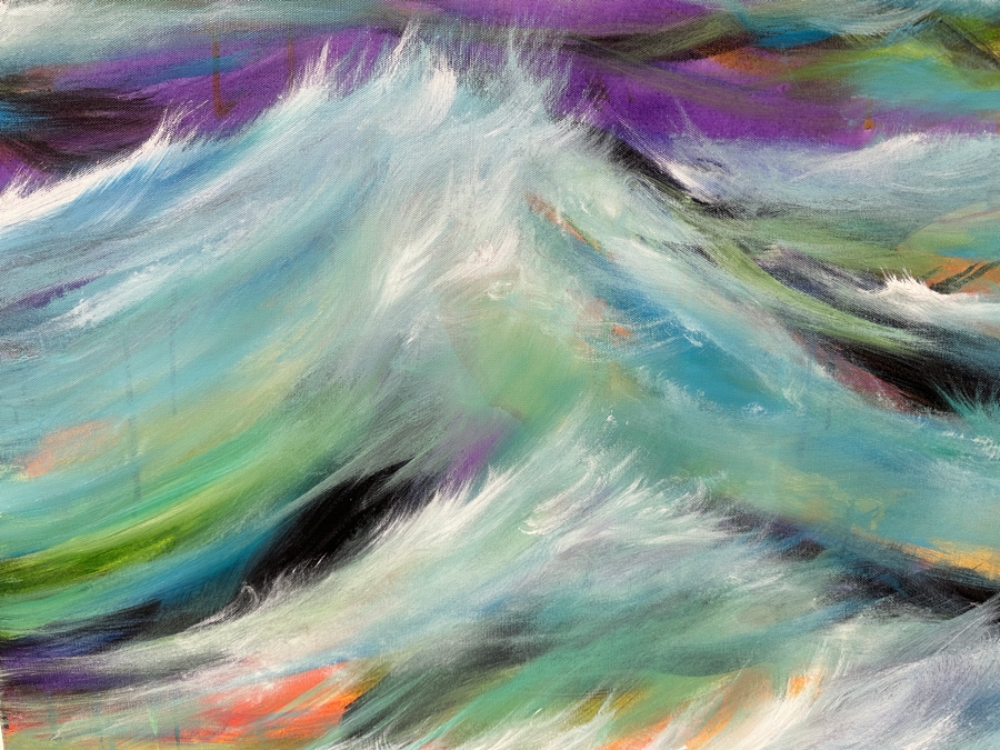 Gerrit Greve (1948-2024, Cardiff by the Sea, CA) Original Acrylic Painting On Canvas Titled “January Ocean 5” Signed Verso Dated 2015 40” X 30” Estimate $1,200 - $1,500 [Photo 2]