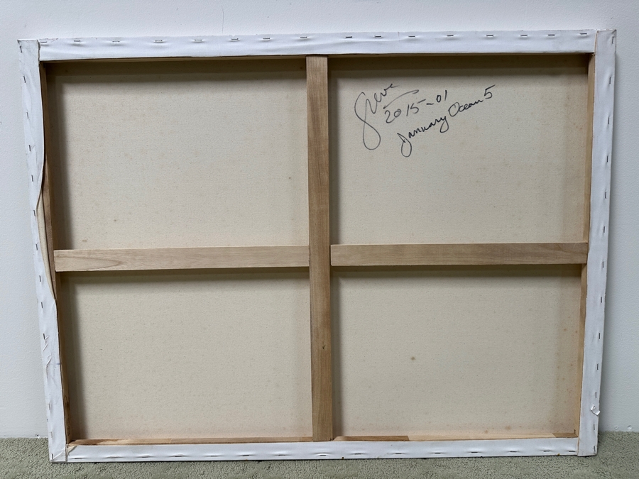 Gerrit Greve (1948-2024, Cardiff by the Sea, CA) Original Acrylic Painting On Canvas Titled “January Ocean 5” Signed Verso Dated 2015 40” X 30” Estimate $1,200 - $1,500 [Photo 5]