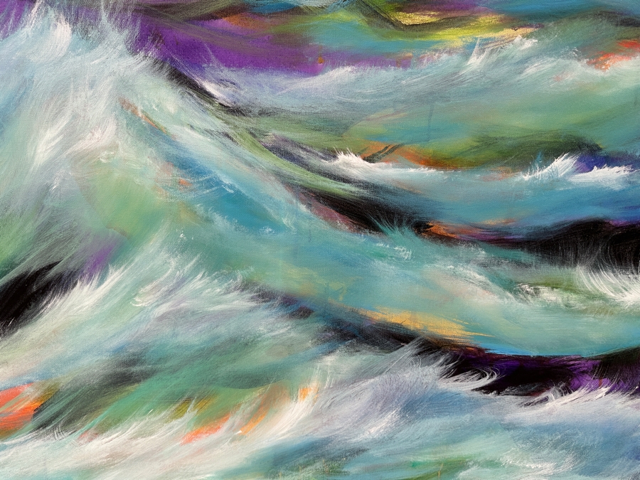 Gerrit Greve (1948-2024, Cardiff by the Sea, CA) Original Acrylic Painting On Canvas Titled “January Ocean 5” Signed Verso Dated 2015 40” X 30” Estimate $1,200 - $1,500 [Photo 3]