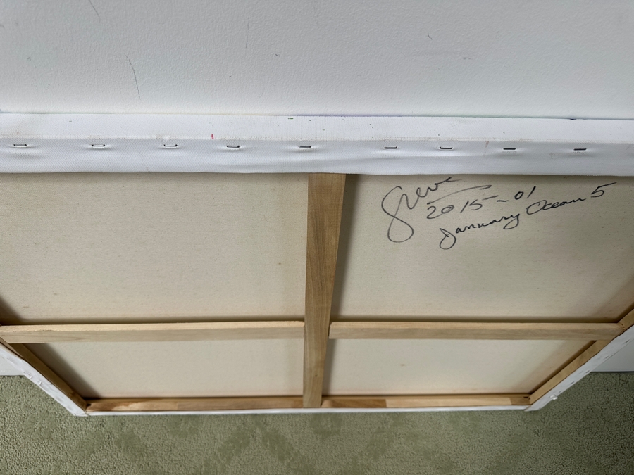 Gerrit Greve (1948-2024, Cardiff by the Sea, CA) Original Acrylic Painting On Canvas Titled “January Ocean 5” Signed Verso Dated 2015 40” X 30” Estimate $1,200 - $1,500 [Photo 7]