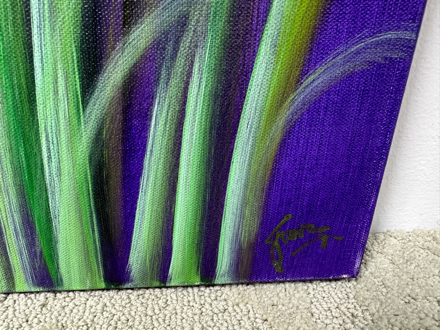 Gerrit Greve (1948-2024, Cardiff by the Sea, CA) Original Acrylic Painting On Canvas Titled “Reeds at Magenta Light 2” Signed Verso Dated 2019 40” X 30” Estimate $1,200 - $1,500 [Photo 3]