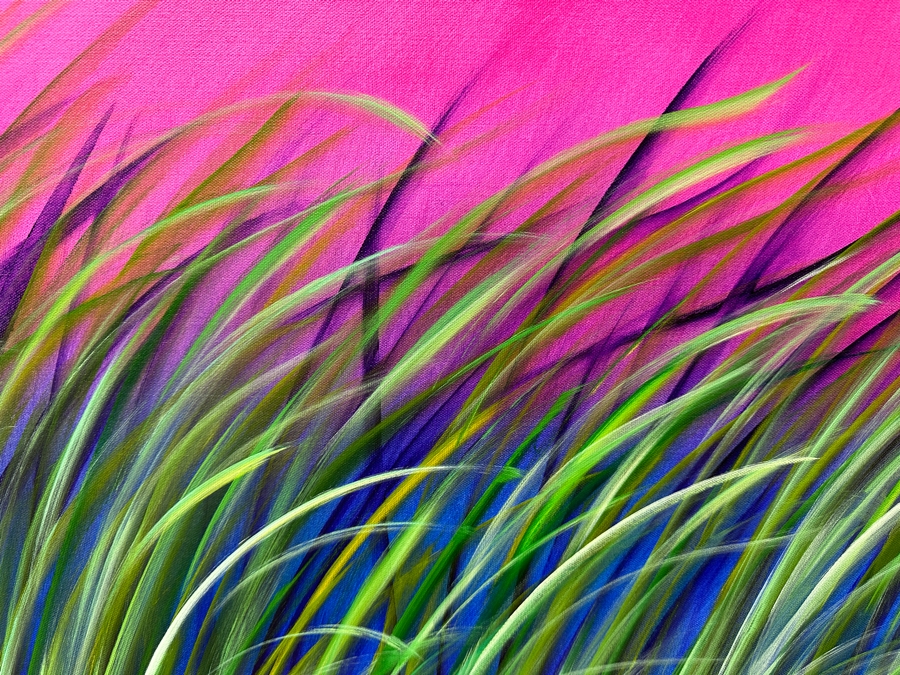 Gerrit Greve (1948-2024, Cardiff by the Sea, CA) Original Acrylic Painting On Canvas Titled “Reeds at Magenta Light 2” Signed Verso Dated 2019 40” X 30” Estimate $1,200 - $1,500 [Photo 2]