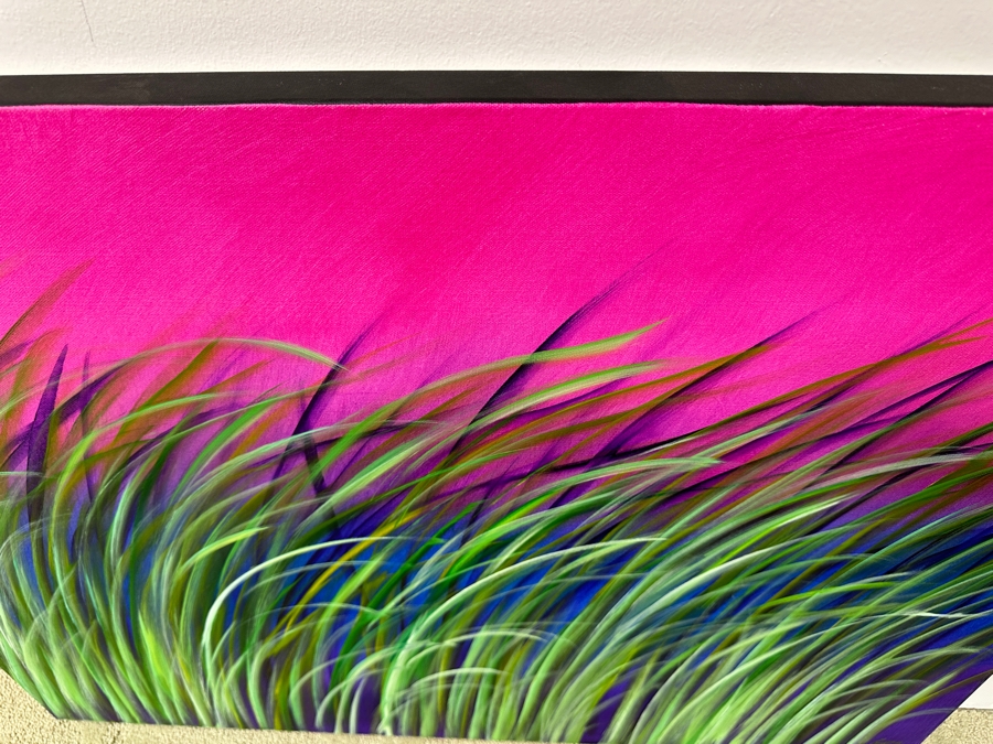 Gerrit Greve (1948-2024, Cardiff by the Sea, CA) Original Acrylic Painting On Canvas Titled “Reeds at Magenta Light 2” Signed Verso Dated 2019 40” X 30” Estimate $1,200 - $1,500 [Photo 4]