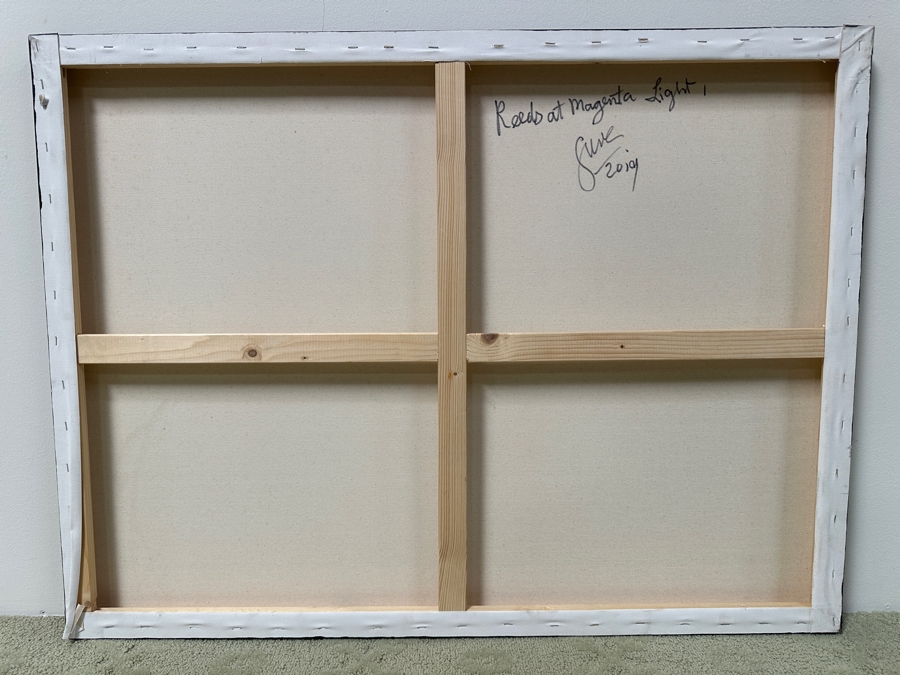 Gerrit Greve (1948-2024, Cardiff by the Sea, CA) Original Acrylic Painting On Canvas Titled “Reeds at Magenta Light 1” Signed Verso Dated 2019 40” X 30” Estimate $1,200 - $1,500 [Photo 5]