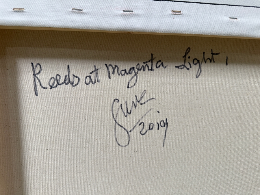 Gerrit Greve (1948-2024, Cardiff by the Sea, CA) Original Acrylic Painting On Canvas Titled “Reeds at Magenta Light 1” Signed Verso Dated 2019 40” X 30” Estimate $1,200 - $1,500 [Photo 6]
