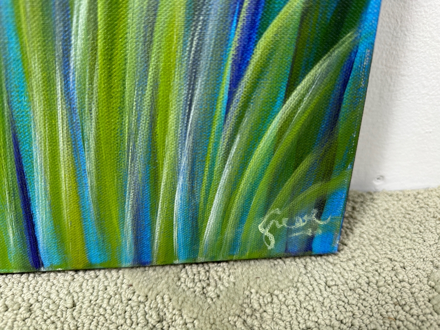 Gerrit Greve (1948-2024, Cardiff by the Sea, CA) Original Acrylic Painting On Canvas Titled “Reeds at Magenta Light 1” Signed Verso Dated 2019 40” X 30” Estimate $1,200 - $1,500 [Photo 3]