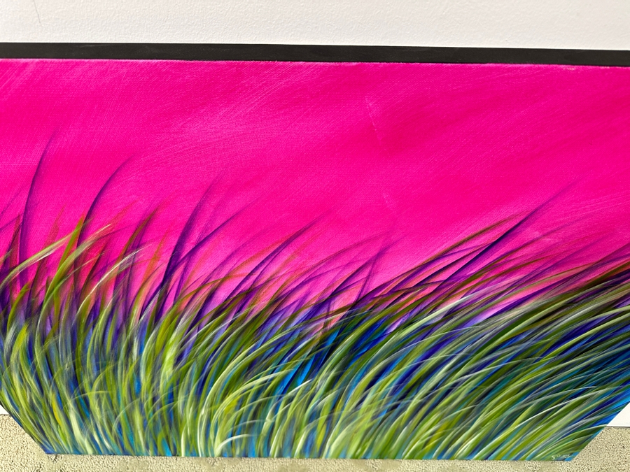 Gerrit Greve (1948-2024, Cardiff by the Sea, CA) Original Acrylic Painting On Canvas Titled “Reeds at Magenta Light 1” Signed Verso Dated 2019 40” X 30” Estimate $1,200 - $1,500 [Photo 4]