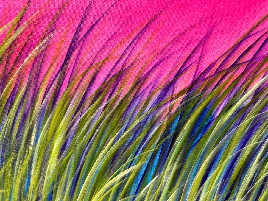 Gerrit Greve (1948-2024, Cardiff by the Sea, CA) Original Acrylic Painting On Canvas Titled “Reeds at Magenta Light 1” Signed Verso Dated 2019 40” X 30” Estimate $1,200 - $1,500 [Photo 2]