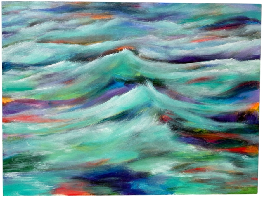 Gerrit Greve (1948-2024, Cardiff by the Sea, CA) Original Acrylic Painting On Canvas Titled “Memory Waters” Signed Verso Dated 2019 48” X 36” Estimate $1,700 - $2,200