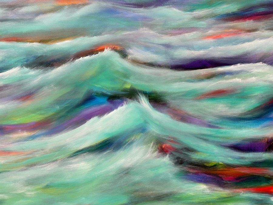 Gerrit Greve (1948-2024, Cardiff by the Sea, CA) Original Acrylic Painting On Canvas Titled “Memory Waters” Signed Verso Dated 2019 48” X 36” Estimate $1,700 - $2,200 [Photo 3]