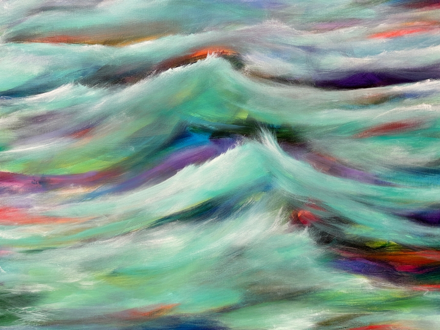 Gerrit Greve (1948-2024, Cardiff by the Sea, CA) Original Acrylic Painting On Canvas Titled “Memory Waters” Signed Verso Dated 2019 48” X 36” Estimate $1,700 - $2,200 [Photo 2]