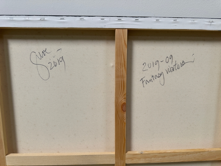 Gerrit Greve (1948-2024, Cardiff by the Sea, CA) Original Acrylic Painting On Canvas Titled “Fantasy Waters” Signed Verso Dated 2019 48” X 36” Estimate $1,700 - $2,200 [Photo 6]