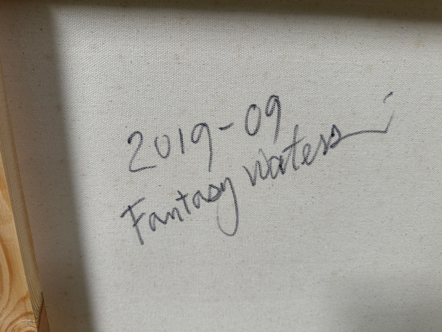 Gerrit Greve (1948-2024, Cardiff by the Sea, CA) Original Acrylic Painting On Canvas Titled “Fantasy Waters” Signed Verso Dated 2019 48” X 36” Estimate $1,700 - $2,200 [Photo 8]