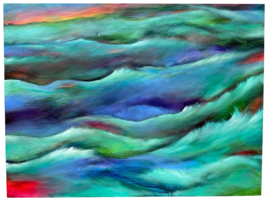 Gerrit Greve (1948-2024, Cardiff by the Sea, CA) Original Acrylic Painting On Canvas Titled “Fantasy Waters” Signed Verso Dated 2019 48” X 36” Estimate $1,700 - $2,200