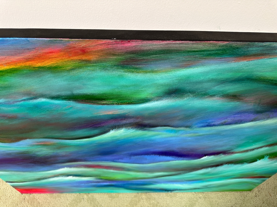 Gerrit Greve (1948-2024, Cardiff by the Sea, CA) Original Acrylic Painting On Canvas Titled “Fantasy Waters” Signed Verso Dated 2019 48” X 36” Estimate $1,700 - $2,200 [Photo 4]