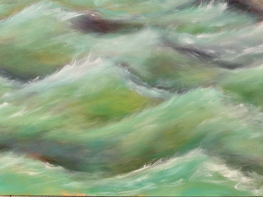 Gerrit Greve (1948-2024, Cardiff by the Sea, CA) Original Acrylic Painting On Canvas Untitled Waves Signed Verso Dated 2015 48” X 24” Estimate $1,150 - $1,400 [Photo 2]