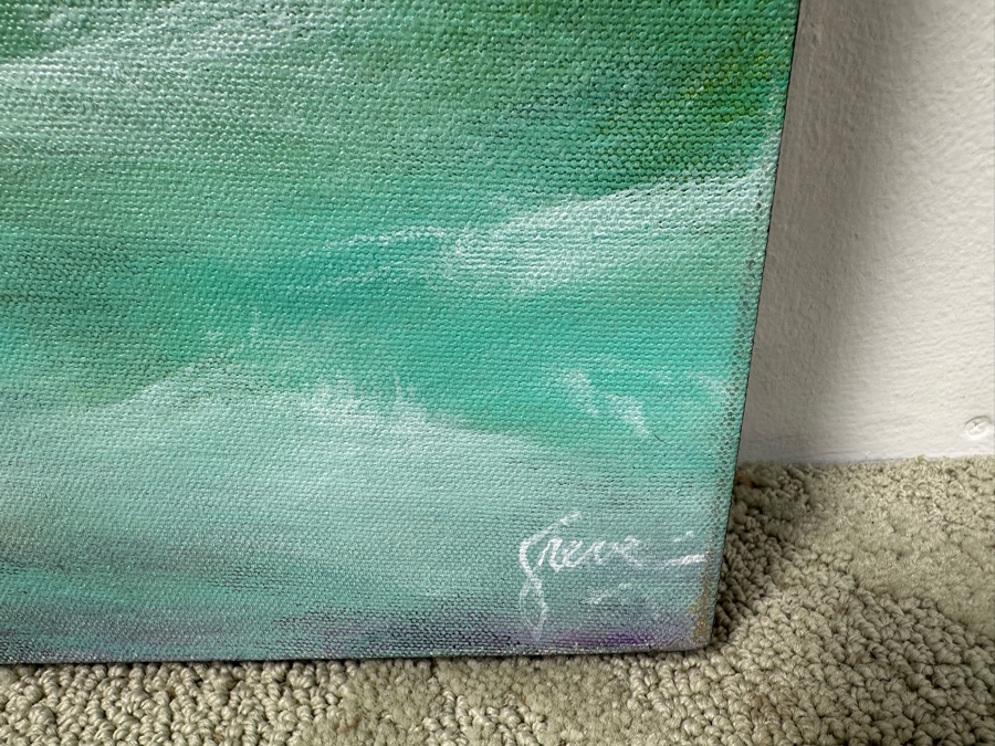 Gerrit Greve (1948-2024, Cardiff by the Sea, CA) Original Acrylic Painting On Canvas Untitled Waves Signed Verso Dated 2015 48” X 24” Estimate $1,150 - $1,400 [Photo 5]