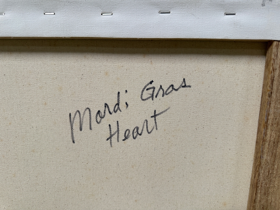 Gerrit Greve (1948-2024, Cardiff by the Sea, CA) Original Acrylic Painting On Canvas Titled “Mardi Gras Heart” Signed Verso Dated 2011 36” X 24” Estimate $900 - $1,100 [Photo 6]