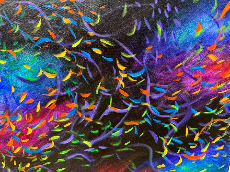 Gerrit Greve (1948-2024, Cardiff by the Sea, CA) Original Acrylic Painting On Canvas Titled “Wonderment 27” Signed Verso Dated 2017 36” X 24” Estimate $900 - $1,100 [Photo 3]