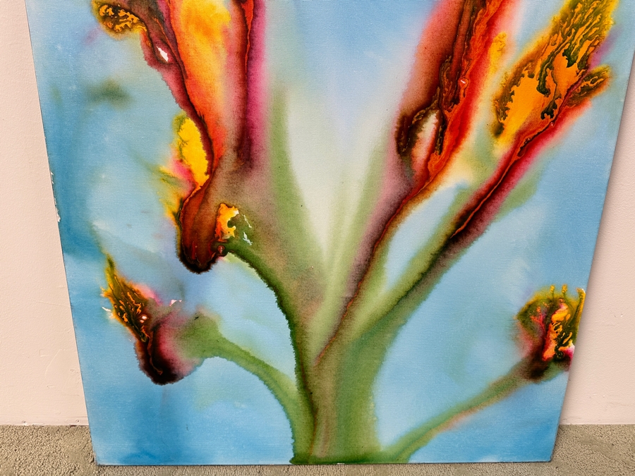 Gerrit Greve (1948-2024, Cardiff by the Sea, CA) Original Acrylic Painting On Canvas Titled “Flowers” Signed Verso Dated 2020 30” X 40” Estimate $1,200 - $1,500 [Photo 3]