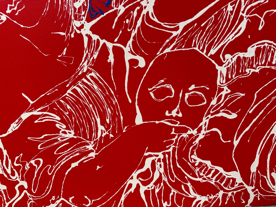 Gerrit Greve (1948-2024, Cardiff by the Sea, CA) Original Acrylic Painting On Canvas Titled “3 Muses (After Raphael)” Signed Bottom Left 40” X 30” Estimate $1,200 - $1,500 [Photo 5]