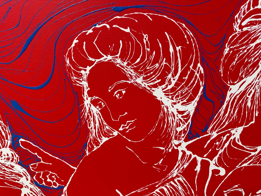 Gerrit Greve (1948-2024, Cardiff by the Sea, CA) Original Acrylic Painting On Canvas Titled “3 Muses (After Raphael)” Signed Bottom Left 40” X 30” Estimate $1,200 - $1,500 [Photo 3]