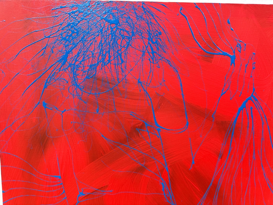 Gerrit Greve (1948-2024, Cardiff by the Sea, CA) Original Acrylic Drip Painting On Canvas Untitled Unsigned 30” X 40” Estimate $1,200 - $1,500 [Photo 2]