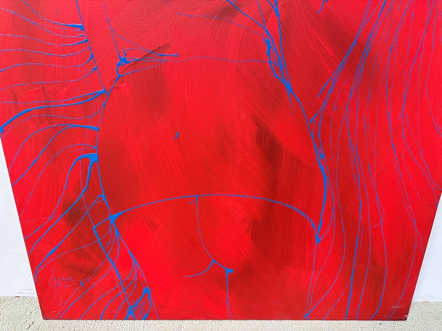 Gerrit Greve (1948-2024, Cardiff by the Sea, CA) Original Acrylic Drip Painting On Canvas Untitled Unsigned 30” X 40” Estimate $1,200 - $1,500 [Photo 3]