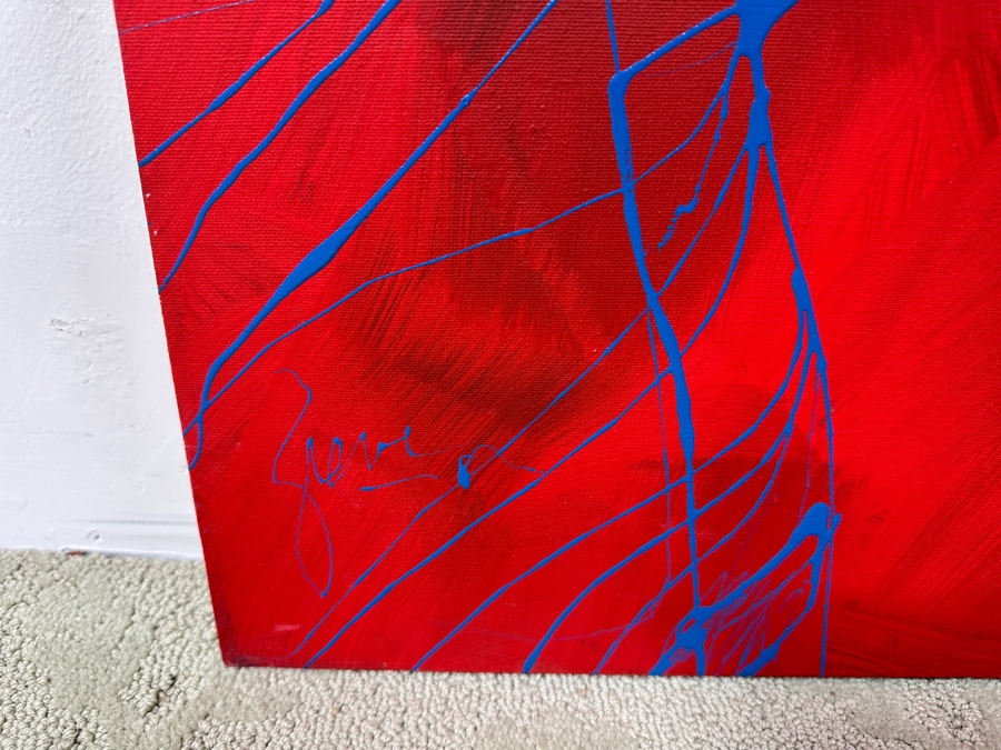 Gerrit Greve (1948-2024, Cardiff by the Sea, CA) Original Acrylic Drip Painting On Canvas Untitled Unsigned 30” X 40” Estimate $1,200 - $1,500 [Photo 4]