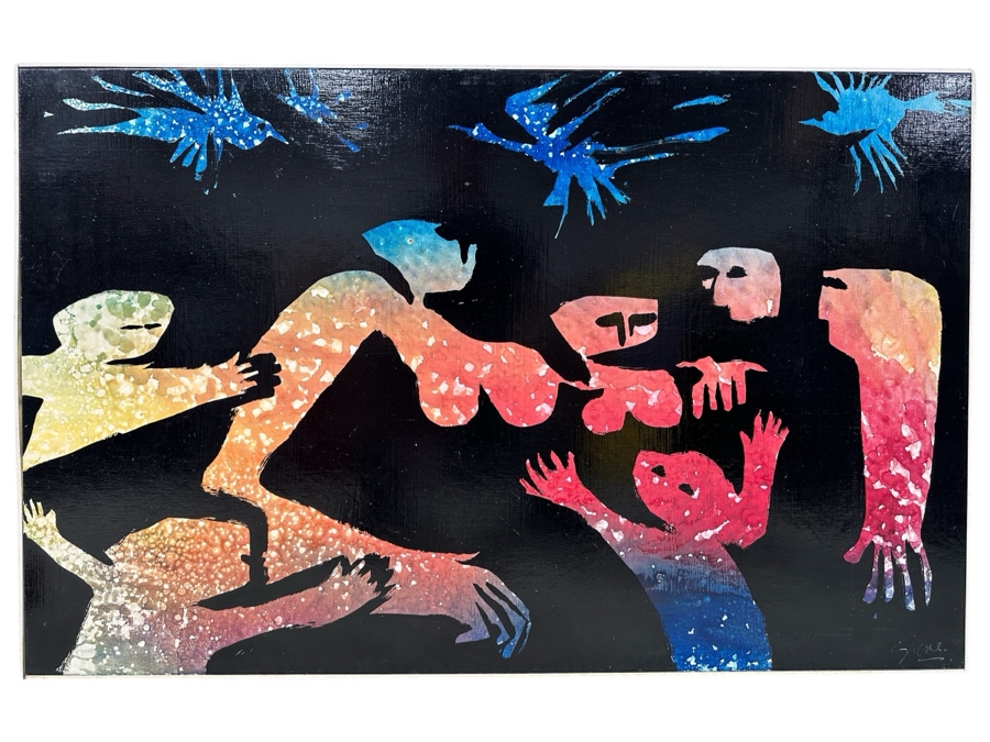 Gerrit Greve (1948-2024, Cardiff by the Sea, CA) Original Acrylic Painting On Board Titled “The Picnic” Signed Bottom Right 47.5” X 30.5” Estimate $1,400 - $1,800