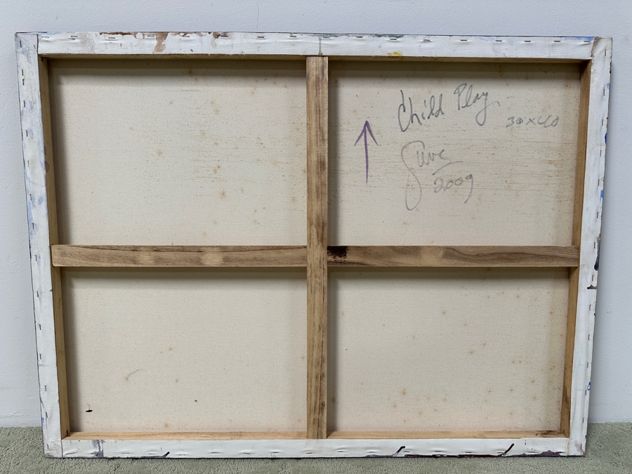 Gerrit Greve (1948-2024, Cardiff by the Sea, CA) Original Acrylic Painting On Canvas Titled “Child Play” Signed Verso Dated 2009 30” X 40” Estimate $1,200 - $1,500 [Photo 6]