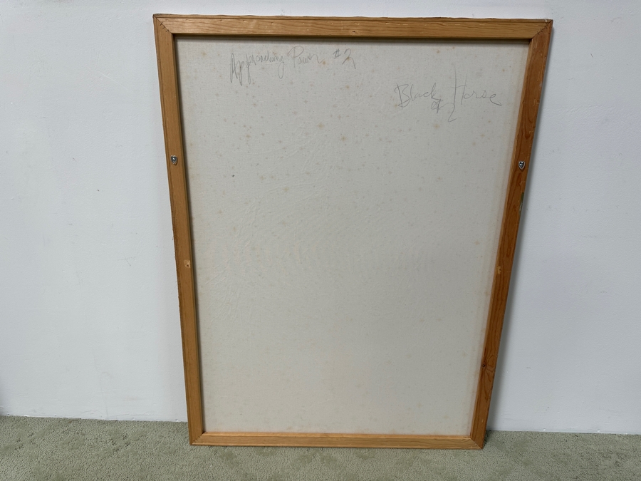 Gerrit Greve (1948-2024, Cardiff by the Sea, CA) Original Acrylic Drip Painting On Canvas Titled “Approaching Power #2 Black Horse” Signed Bottom Right and Verso 36” X 48” Estimate $1,700 - $2,200 [Photo 8]