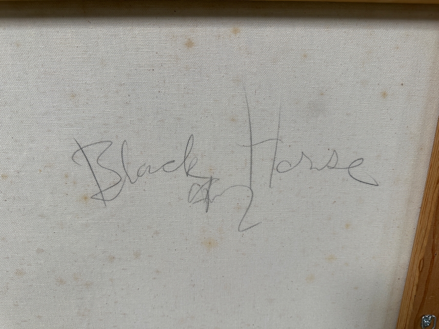 Gerrit Greve (1948-2024, Cardiff by the Sea, CA) Original Acrylic Drip Painting On Canvas Titled “Approaching Power #2 Black Horse” Signed Bottom Right and Verso 36” X 48” Estimate $1,700 - $2,200 [Photo 10]