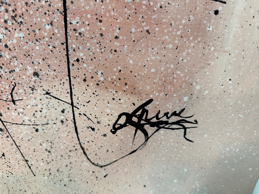 Gerrit Greve (1948-2024, Cardiff by the Sea, CA) Original Acrylic Drip Painting On Canvas Titled “Approaching Power #2 Black Horse” Signed Bottom Right and Verso 36” X 48” Estimate $1,700 - $2,200 [Photo 6]