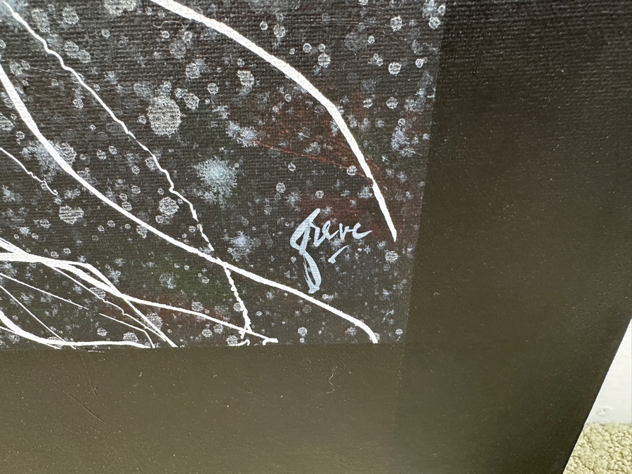 Gerrit Greve (1948-2024, Cardiff by the Sea, CA) Original Acrylic Drip Painting On Canvas Untitled Signed Bottom Right 36” X 48” Estimate $1,700 - $2,200 [Photo 4]