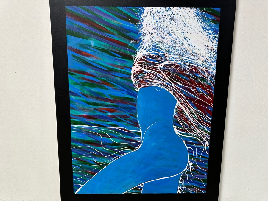 Gerrit Greve (1948-2024, Cardiff by the Sea, CA) Original Acrylic Drip Painting On Canvas Untitled Signed Bottom Right 36” X 48” Estimate $1,700 - $2,200 [Photo 2]